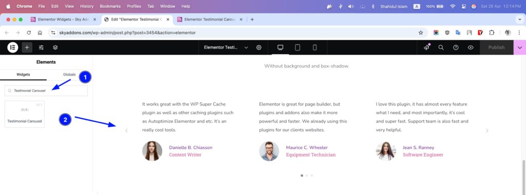 Testimonial Carousel for Elementor WordPress