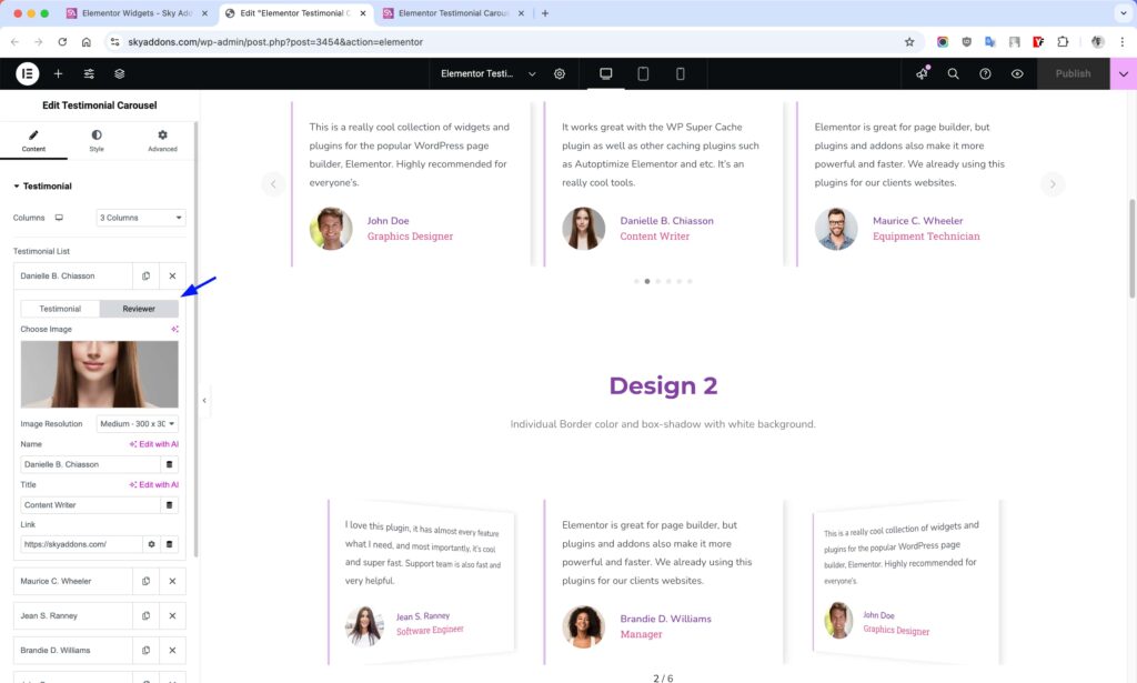Testimonial Carousel for Elementor WordPress