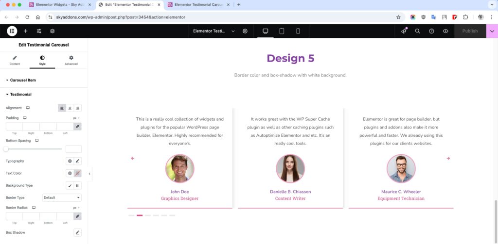 Testimonial Carousel for Elementor WordPress