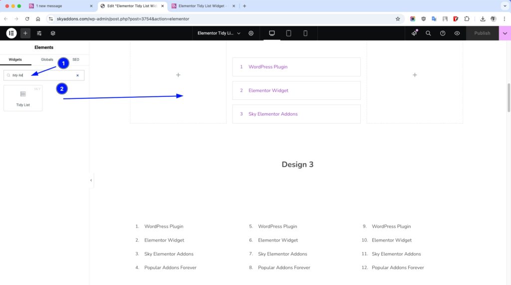 Tidy List for Elementor WordPress