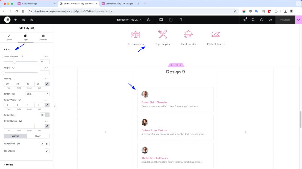 Tidy List for Elementor WordPress