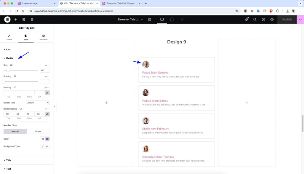 Tidy List for Elementor WordPress