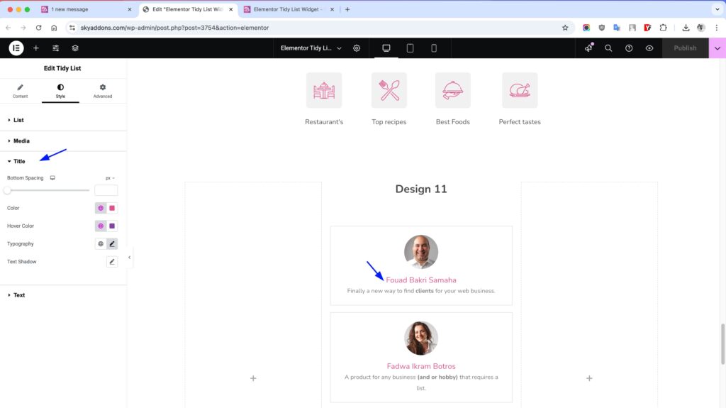 Tidy List for Elementor WordPress