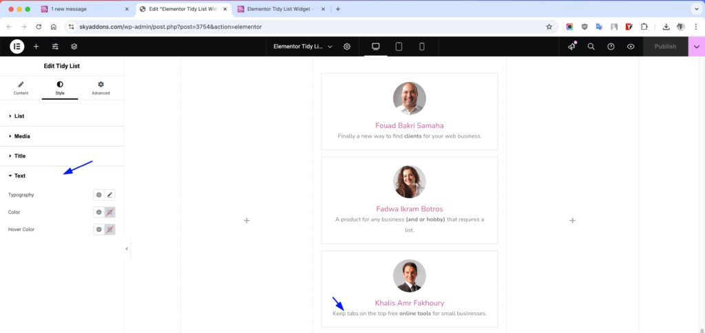 Tidy List for Elementor WordPress