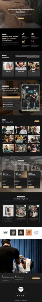 Sky Addons Barber Shop Elementor template preview