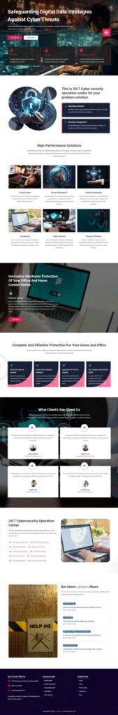 Sky Addons Cyber Security Elementor template preview