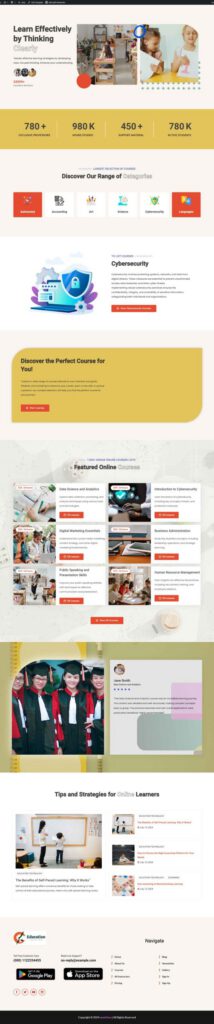 Sky Addons Elearning Elementor template preview