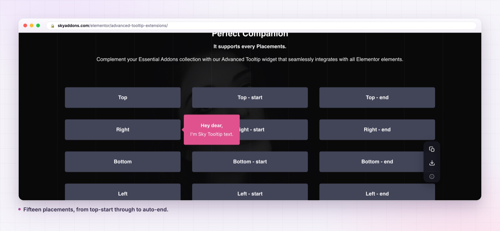 Advanced tooltip placement grid in Elementor