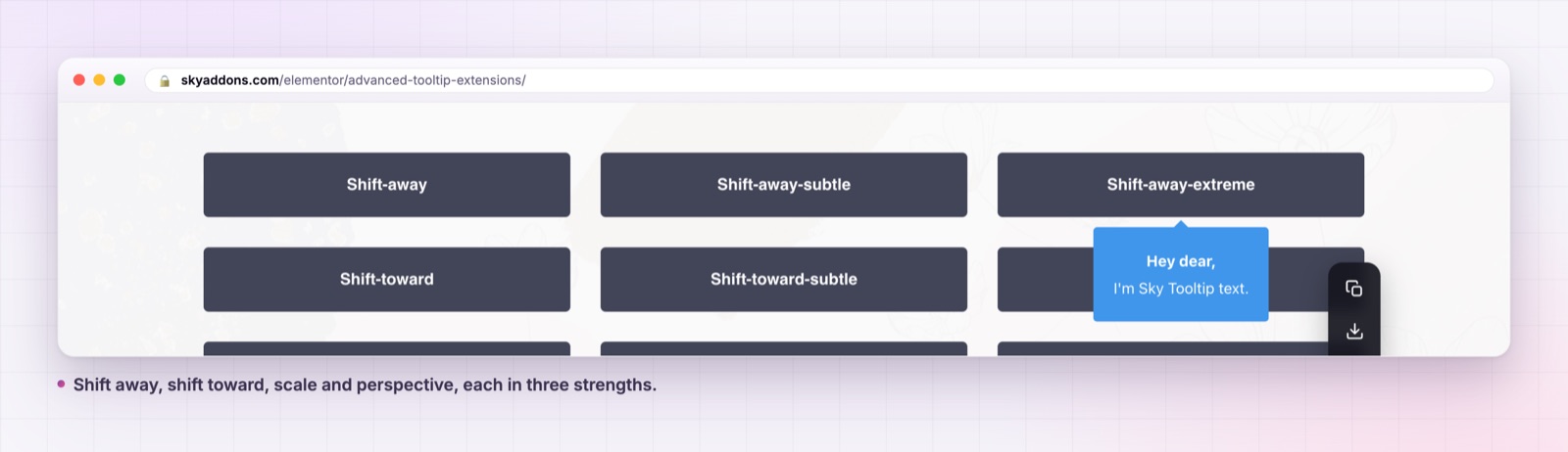 Advanced tooltip animation options in Elementor
