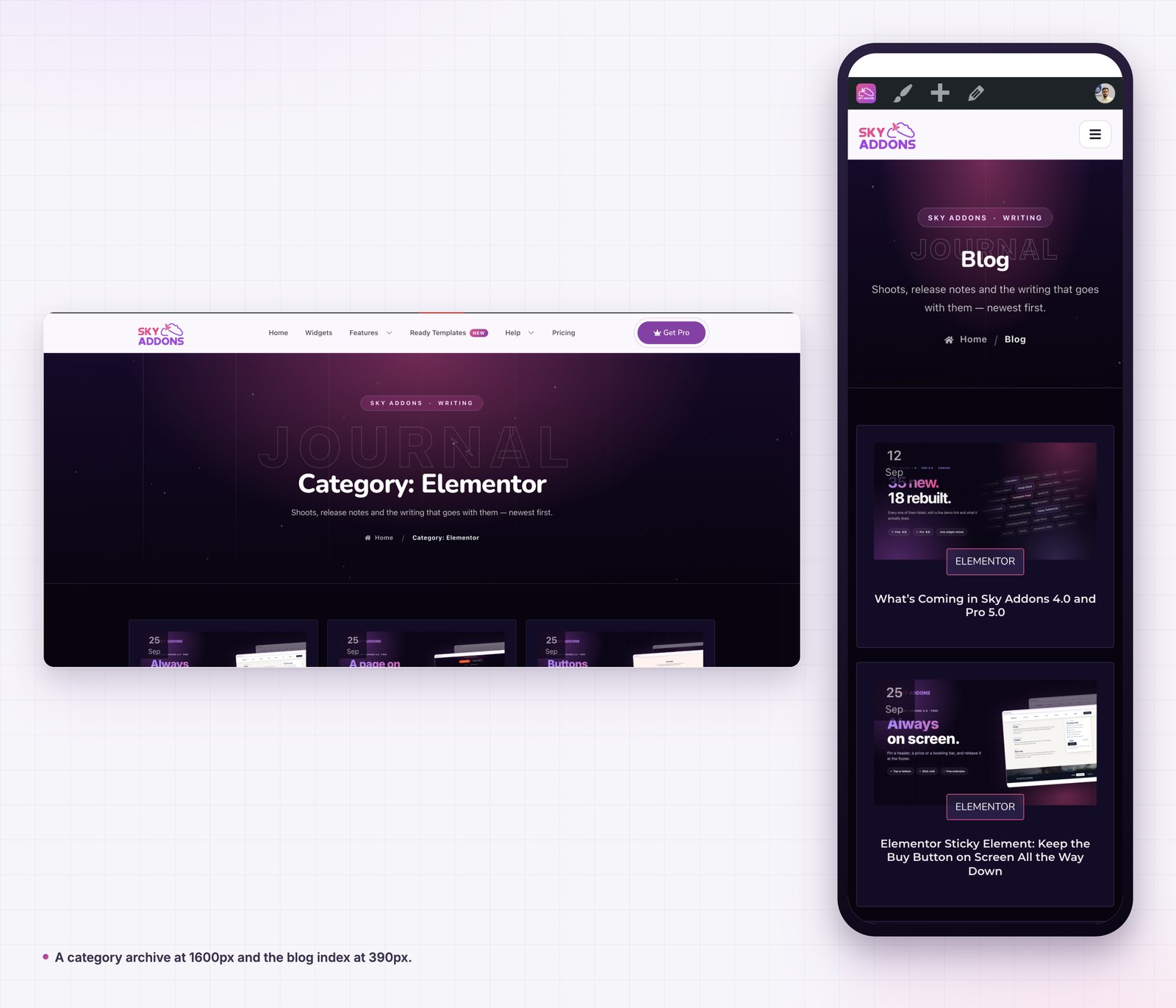 Archive template on a category archive and at phone width