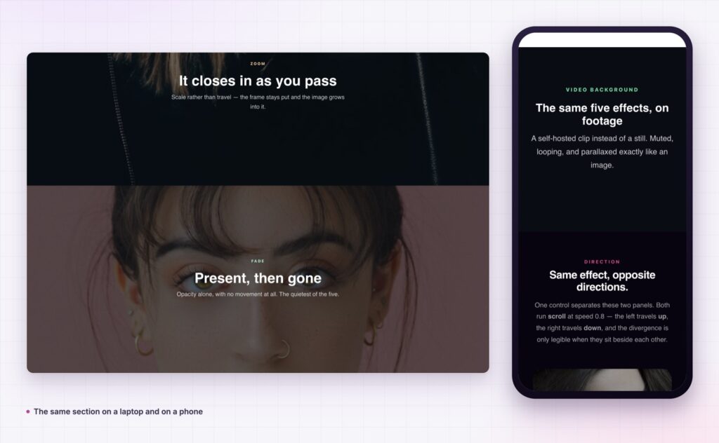 Elementor background parallax on desktop and on a phone