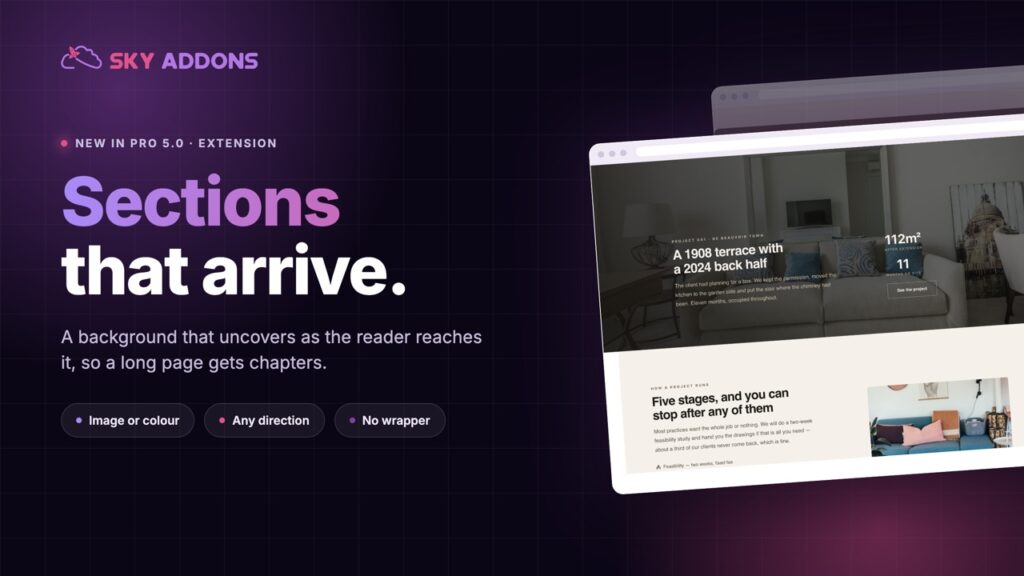 Elementor Background Reveal: Let a Section Arrive Instead of Appearing