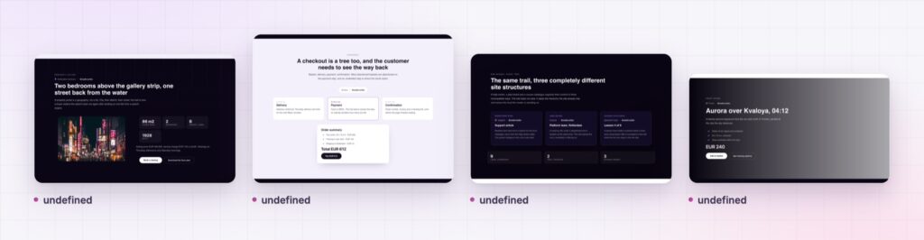 Four Elementor breadcrumbs styles from the demo page