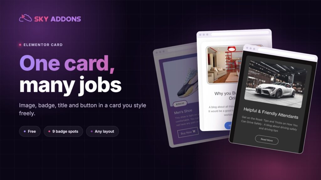 Elementor Card Widget: One Element for Image, Badge and Button
