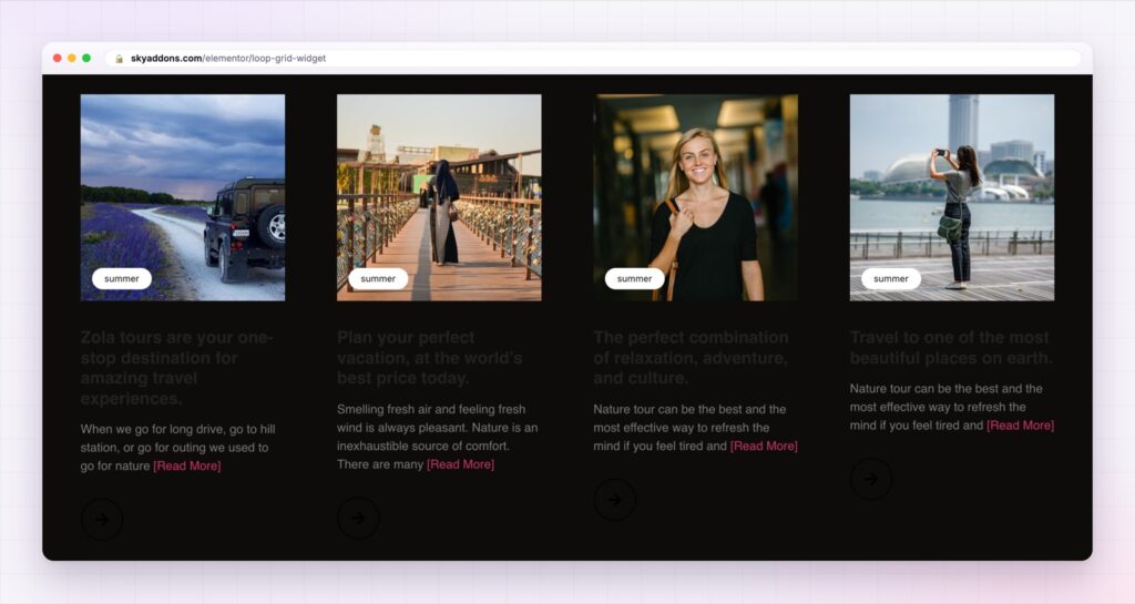 Elementor dynamic content filling a grid of cards from a post query