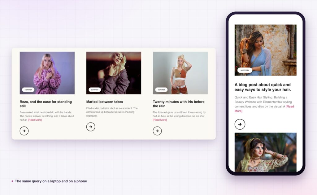 Elementor dynamic content on desktop and on a phone