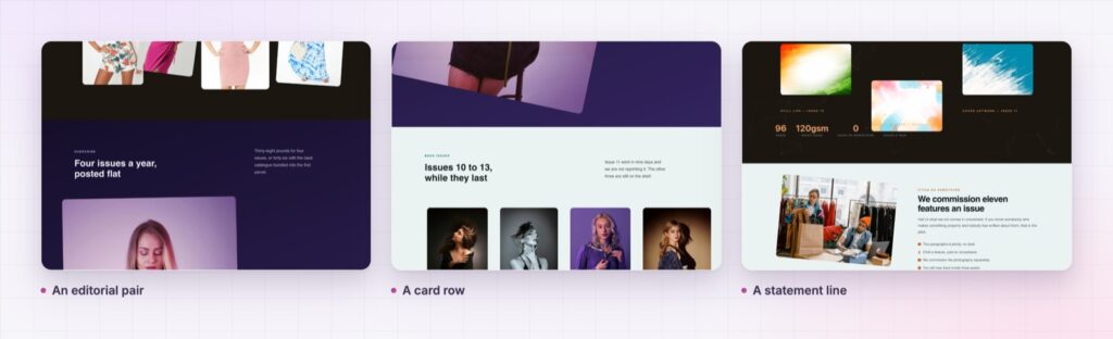 Four Elementor element parallax examples from the demo page
