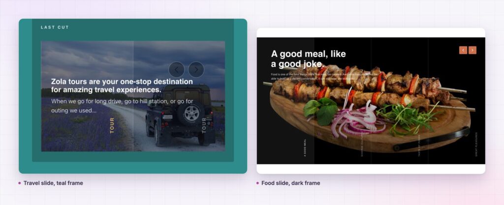 Flow slider as a travel slide and a food slide