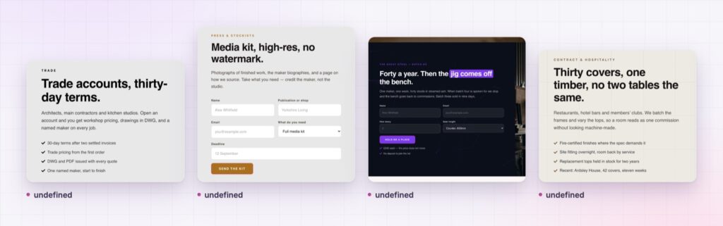 Four Elementor form builder layouts from the demo page