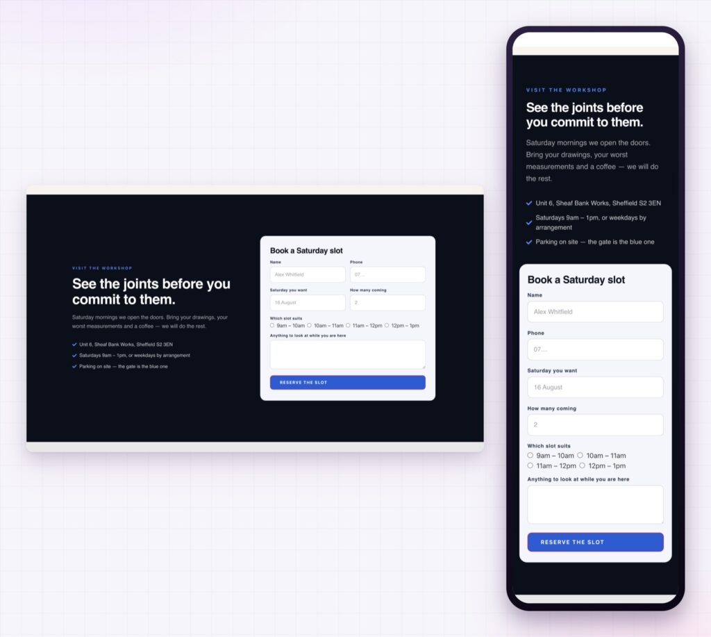 Elementor form builder on desktop and on a phone