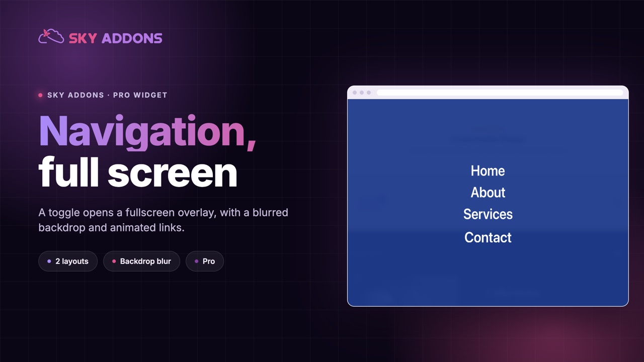 Full Page Menu for Elementor by Sky Addons