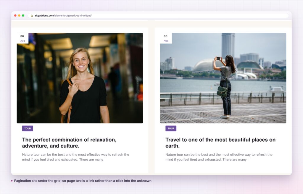 Generic grid with its pagination links under the cards