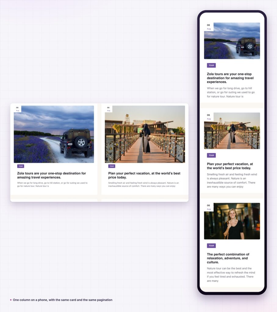Generic grid on a desktop and a phone screen