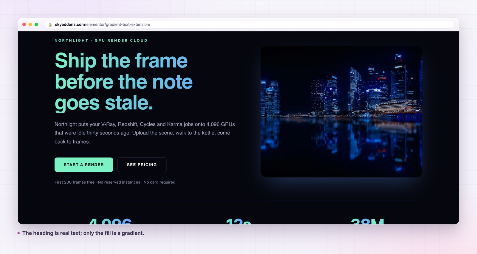Gradient text on an Elementor hero heading