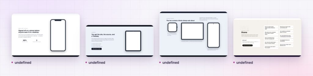 Four Elementor iframe widget device frames from the demo page