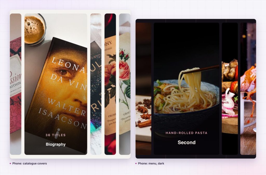 Image accordion for Elementor on two phone screens