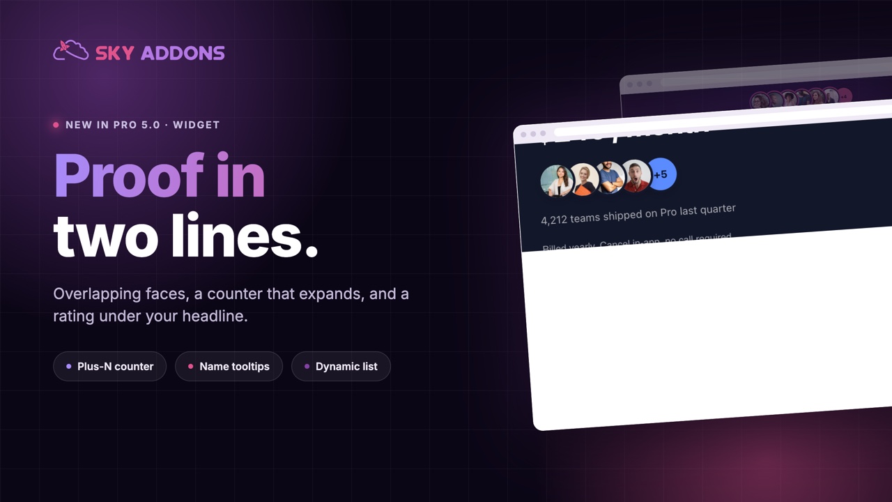 Elementor image stack of overlapping avatars with a customer count