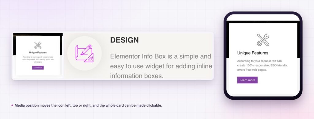 Info box with the icon beside the text, on desktop and phone