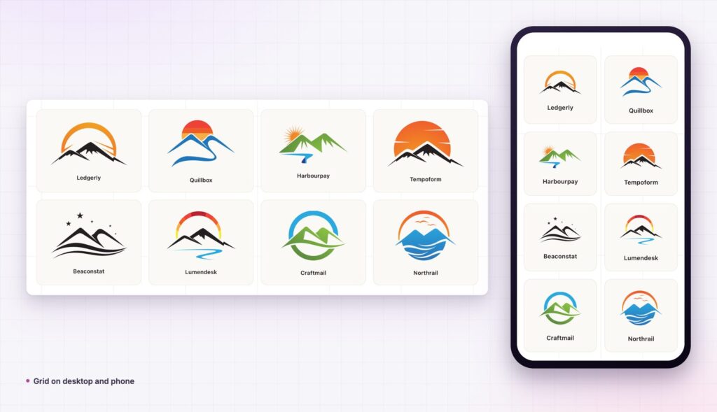 Logo grid on desktop and phone
