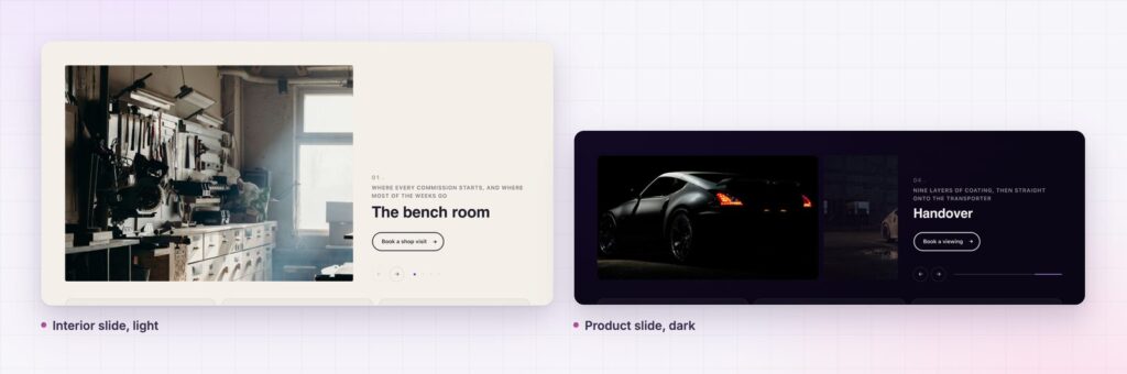 Momentum slider as an interior slide and a product slide