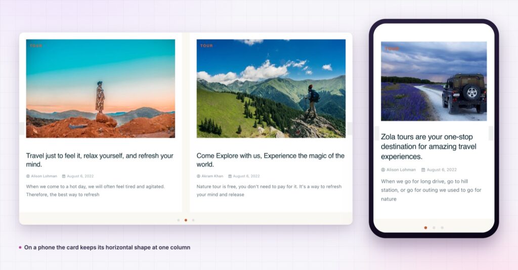 Naive carousel on a desktop and a phone screen