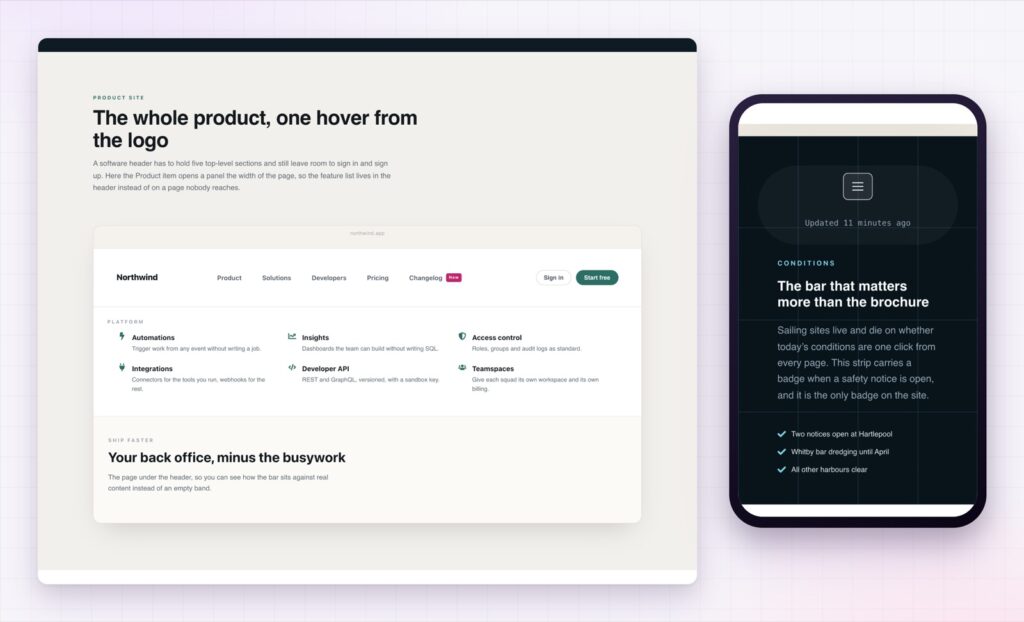Elementor nav menu on desktop and as a mobile panel
