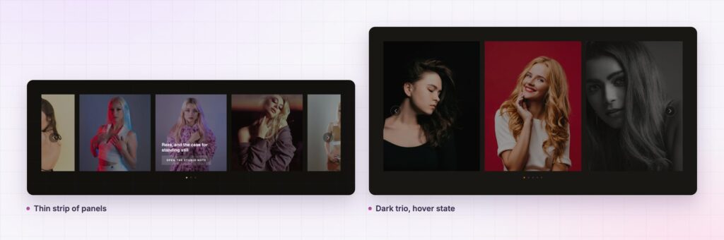 Panel slider as a thin strip and a dark trio