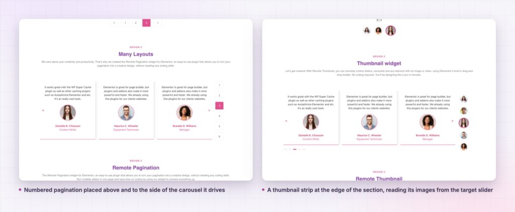 Remote carousel controls as pagination and as a thumbnail strip