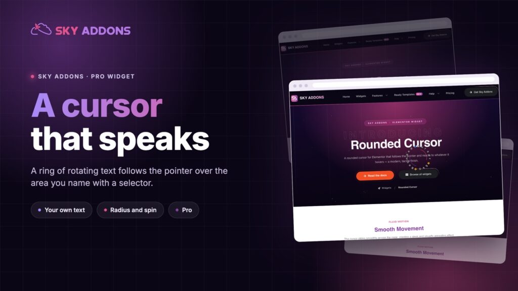 Rounded Cursor for Elementor: A Cursor That Says What the Click Will Do