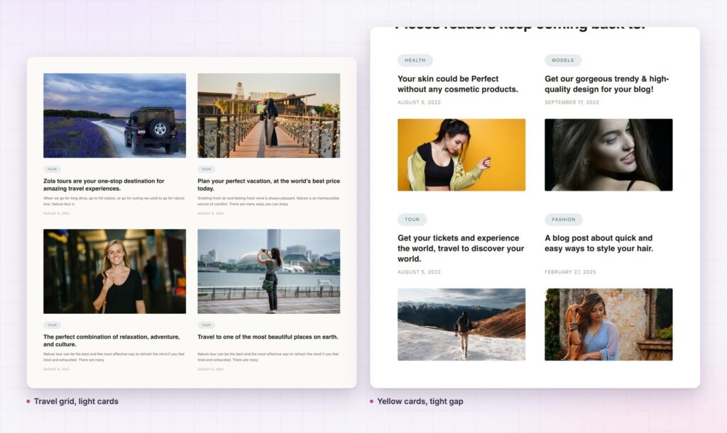 Sapling grid as a travel grid and as yellow cards
