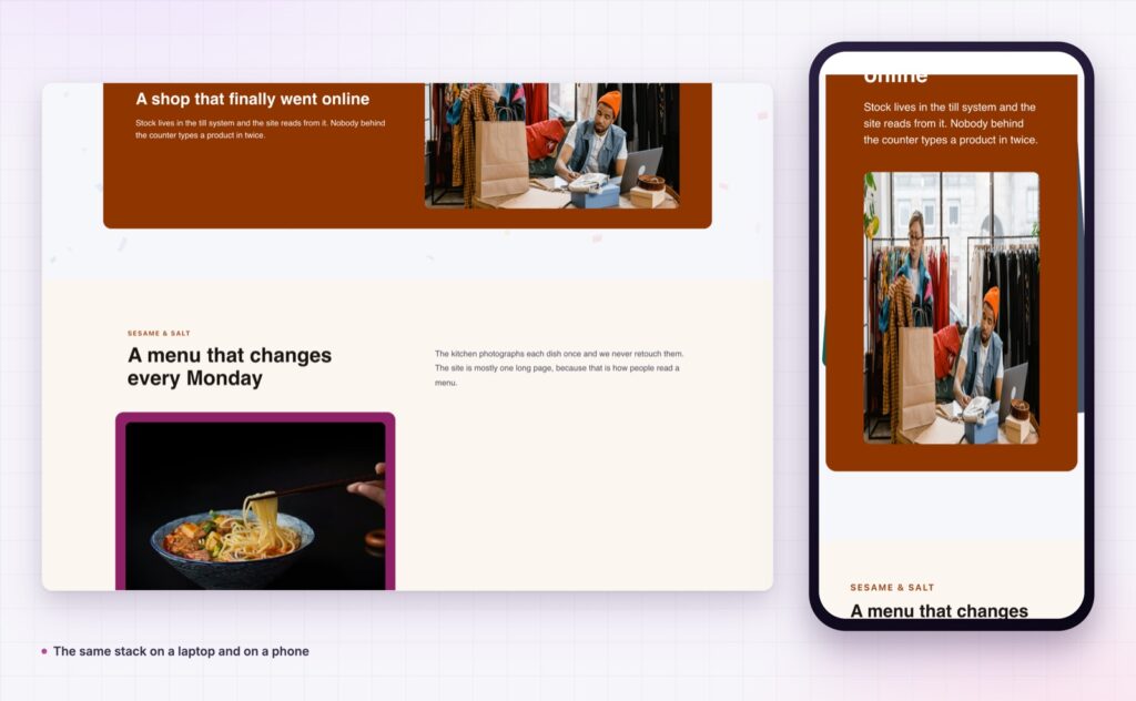 Elementor scroll stack on desktop and on a phone