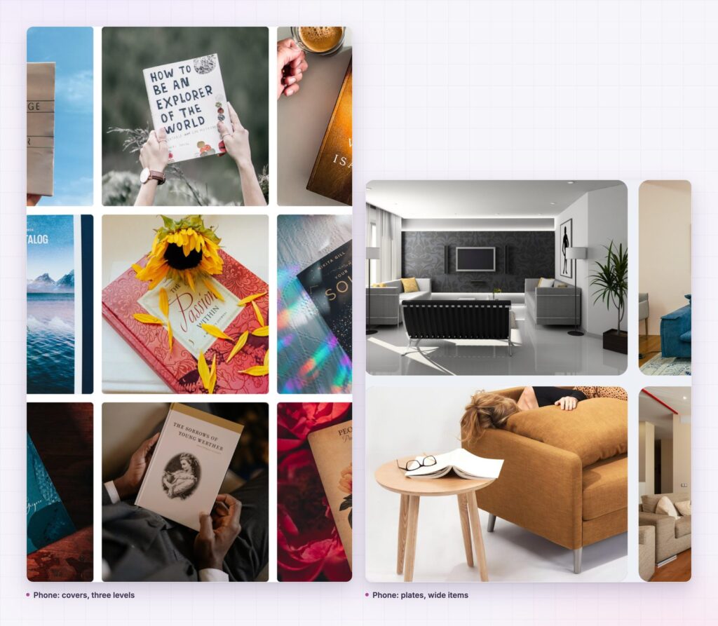 Scrolling gallery for Elementor on two phone screens