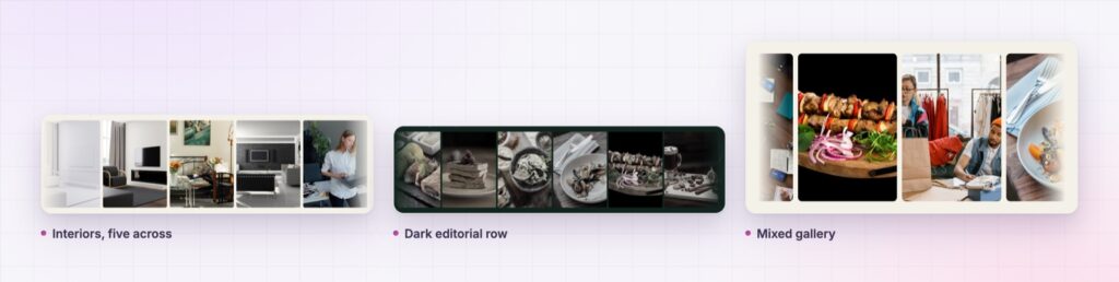 Four Elementor showcase flow strips from the demo page