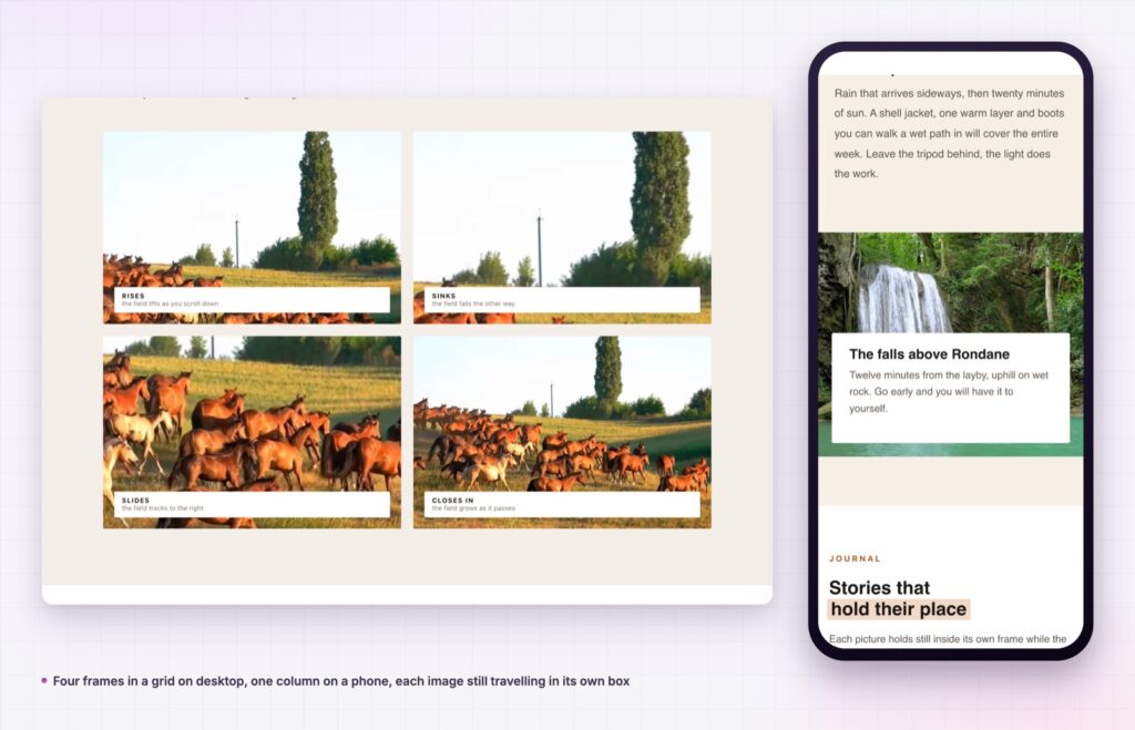 Simple parallax on a desktop grid and on a phone