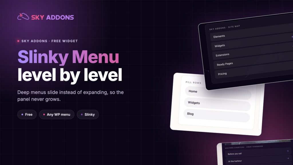 Slinky Menu for Elementor: Deep Navigation Without the Scroll