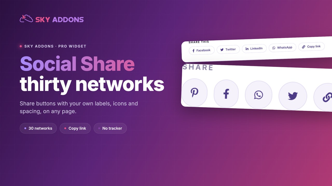 Social share buttons for Elementor in two styles