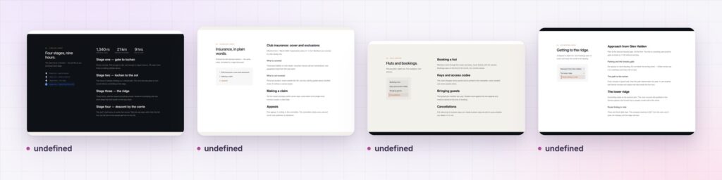 Three Elementor table of contents layouts from the demo page