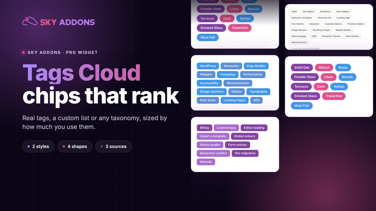 Tags Cloud for Elementor by Sky Addons