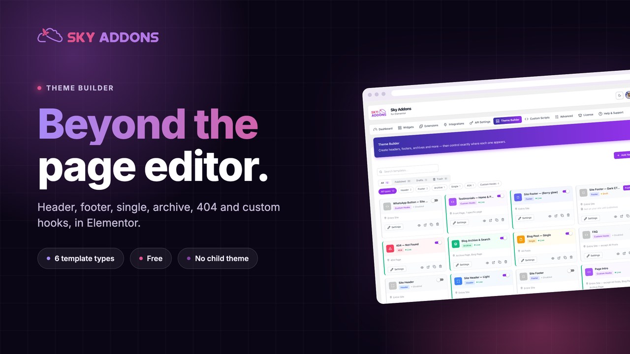 Theme Builder Overview for Elementor by Sky Addons