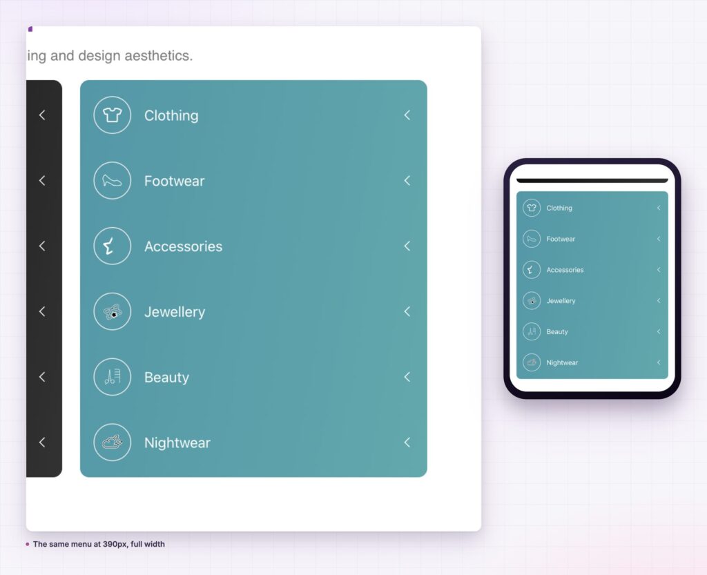Vertical menu at desktop and phone width